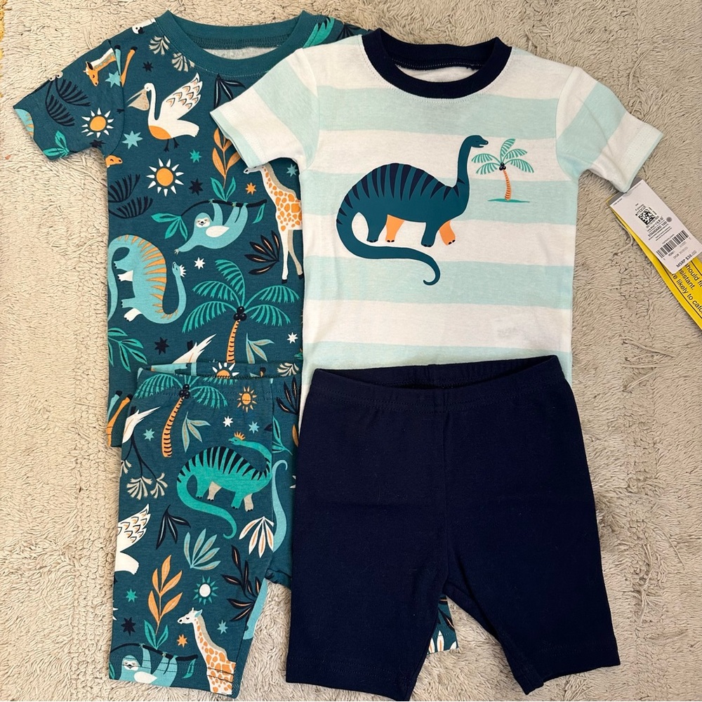 Carters Safari 4-piece Pajamas Set Shorts Summer Short-sleeved Size 2T NWT